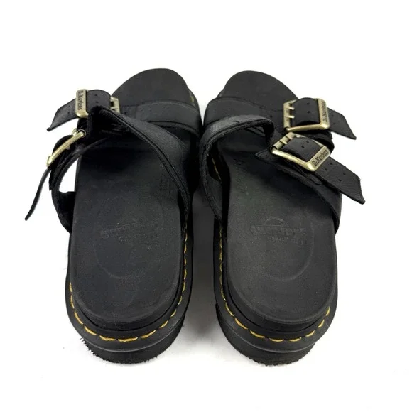 Dr. Martens Myles II Sandals 11 Womens Black Leather Platform Brass Mens 10 - Picture 4 of 12